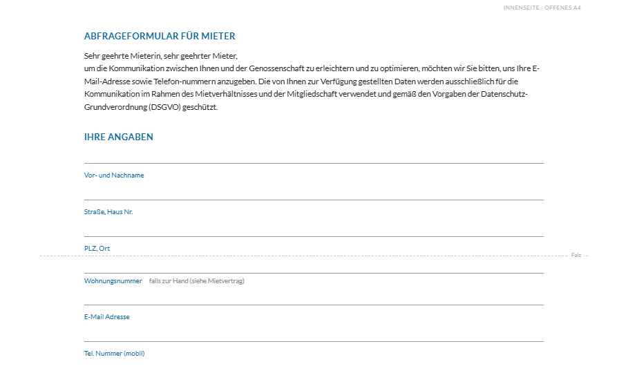 Wickelfalz Innenseite: offenes A4-Formular