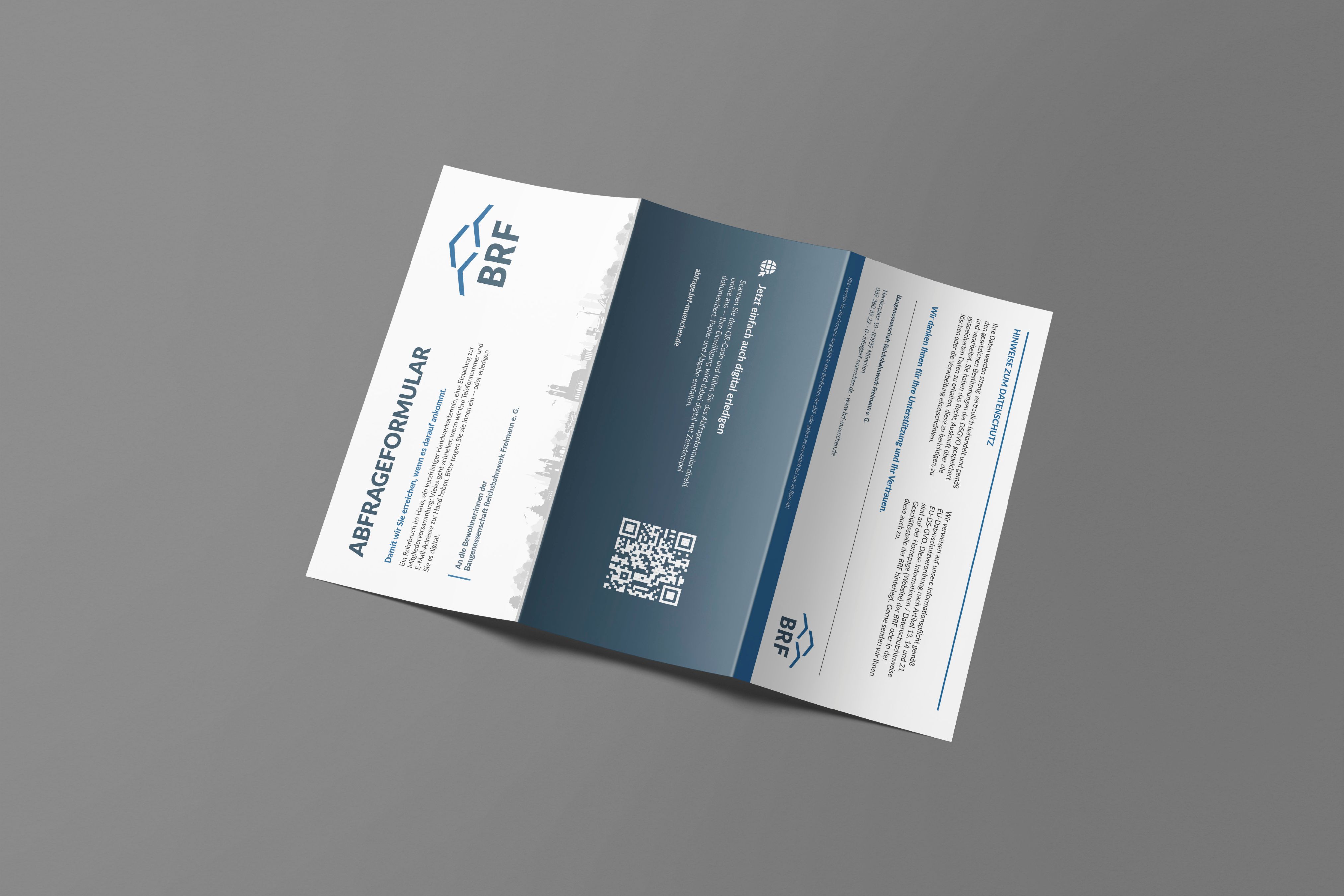 Mockup des gefalzten Self-Mailers, Außenseite